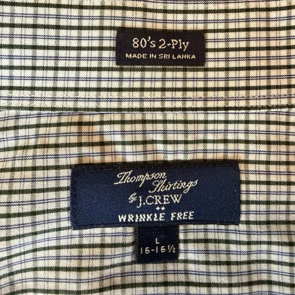 J.Crew Thompson Heritage Men’s L 16-16.5 Wrinkle Free 2-Ply Cotton Check Shirt